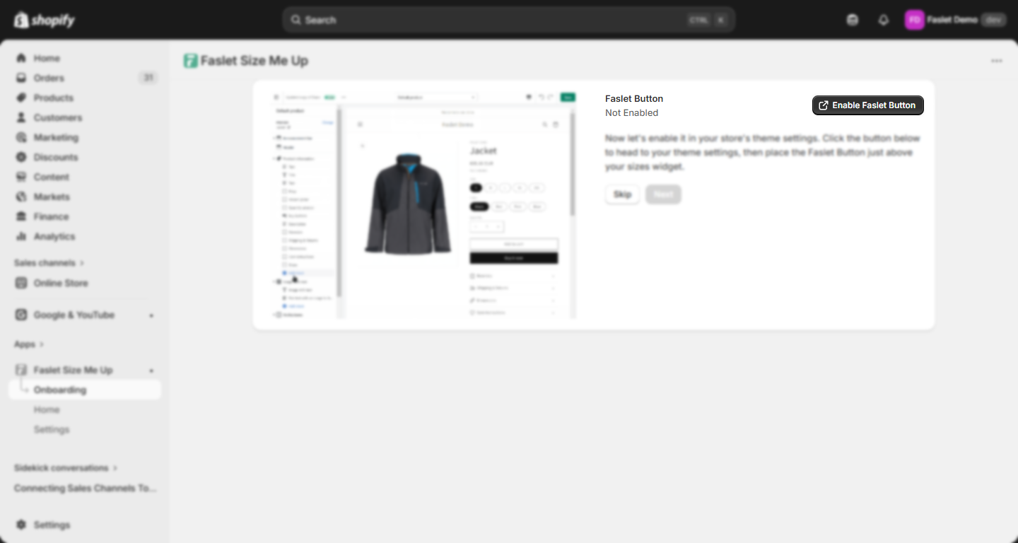 Enable Faslet Button
